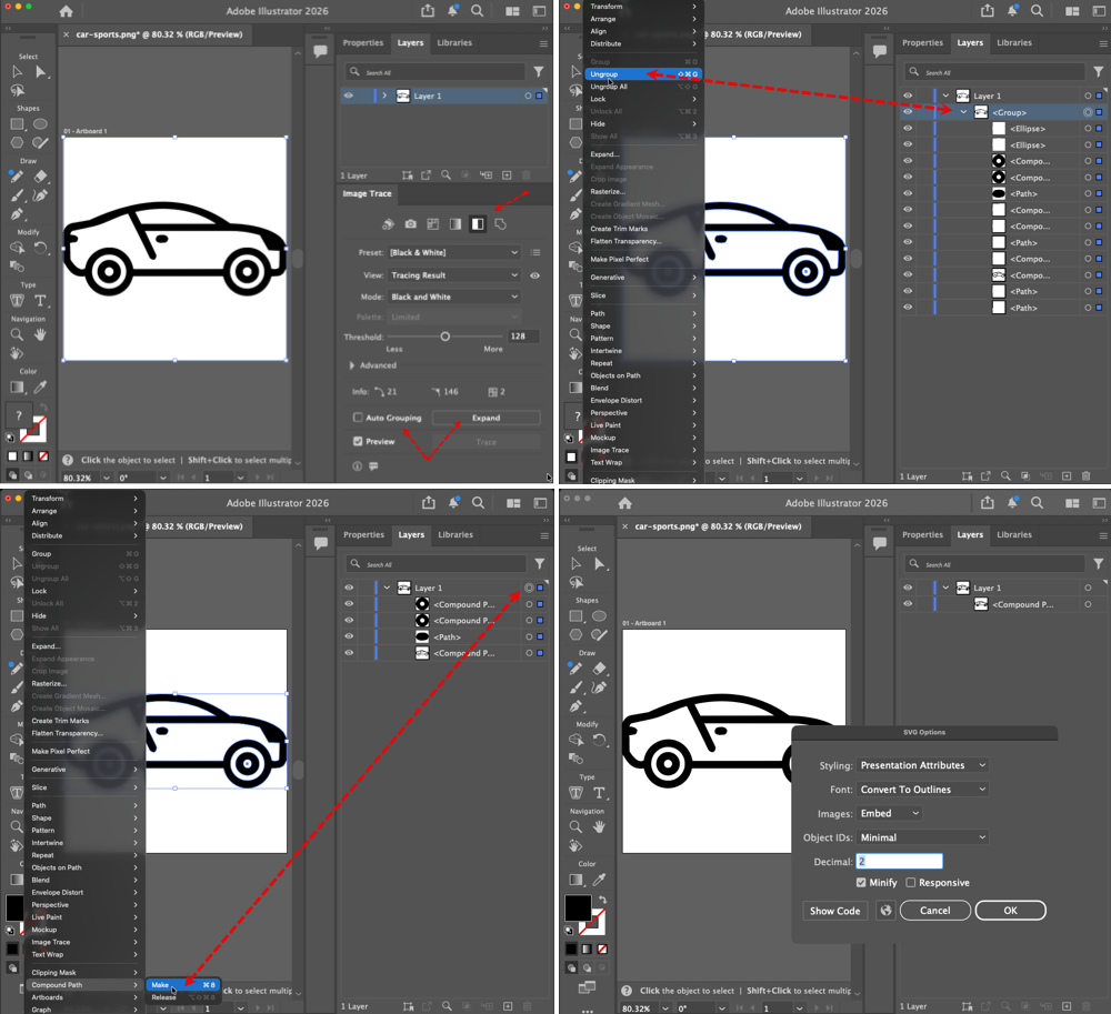 Adobe Illustrator converting PNG 2 SVG